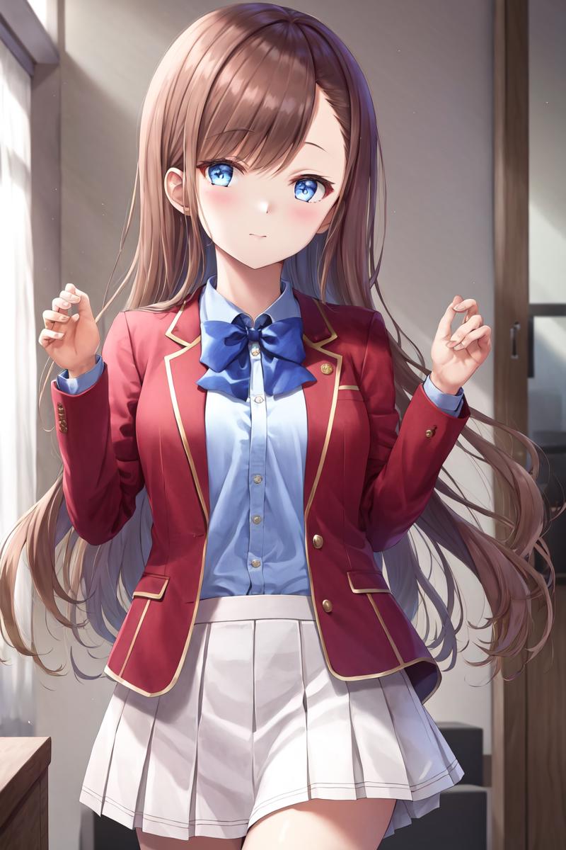 06311-1786080572-masterpiece, best quality, highres, 1girl matsushita swept bangs brown hair, white skirt red jacket blue shirt open jacket blue.png